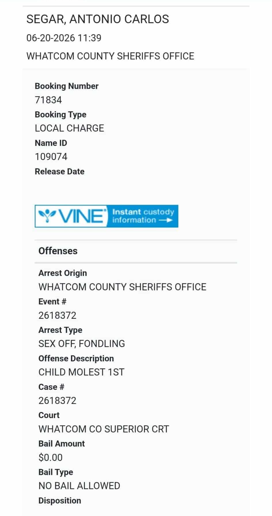 Segar jail records