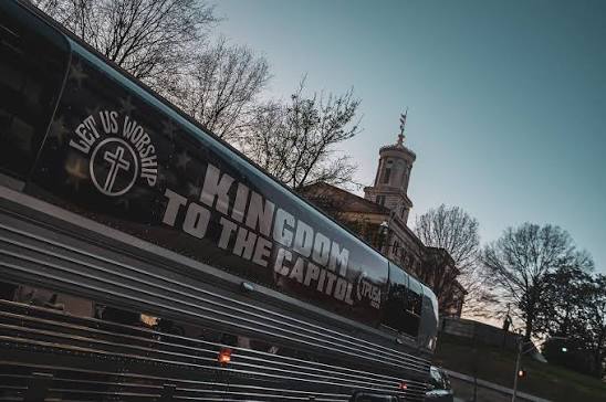 tour bus for Sean Feucht's Kingdom to the Capitol Tour,